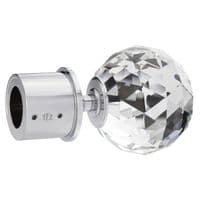 OVO® TEZ® Crystal Curtain Pole Finials with TEZ® Reducer for up to 20mm dia poles - Sold as pair